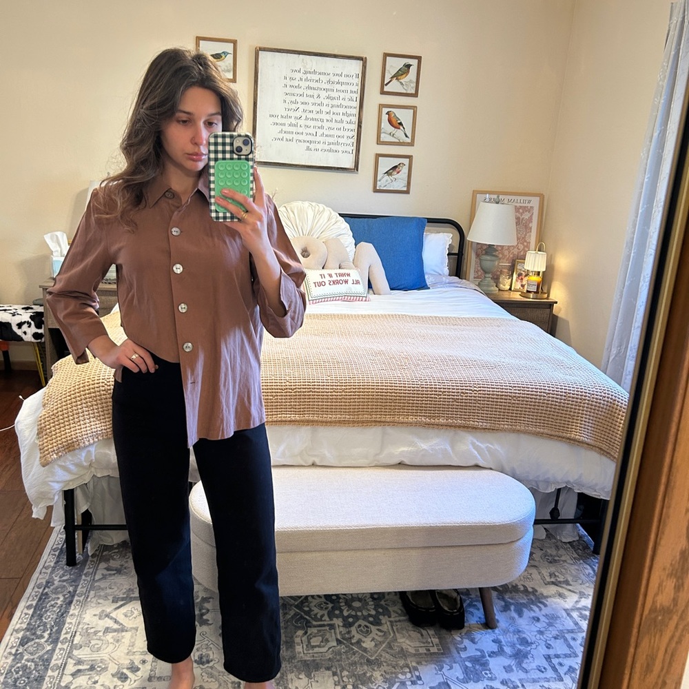 Harve Benard Brown Linen and Silk Shirt